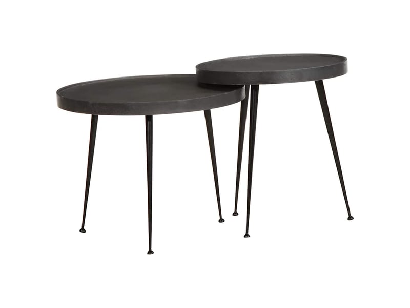  Table basse 2 pcs - table de salon - table à thé en bois d'ingénierie noir  - Conforama B