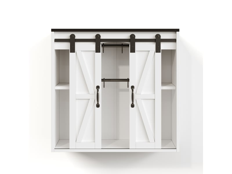  Armoire murale de cuisine avec 2 portes coulissantes et étagères réglables, 80 x 31 x 76 cm  - Conforama A