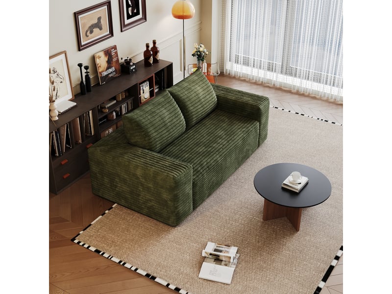  Canapé 3 places modenvie modulaire en velours côtelé vert sans montage 180 x 90 x 83 cm  - Conforama E