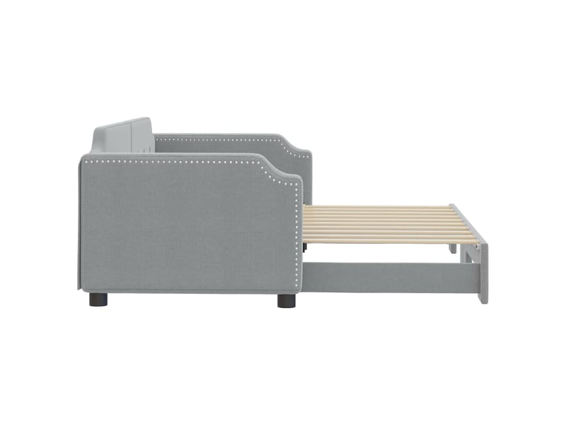  Lit simple- lit adulte -  lit de jour avec lit gigogne gris clair 90x190 cm tissu  - Conforama C