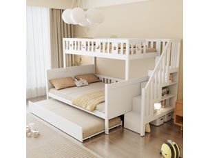Lit superposé 90x200 cm <strong>MODENVIE</strong>  <strong></strong> coloris blanc