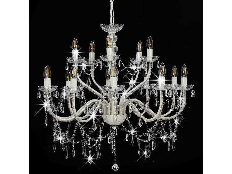  Lustre classique 80 x 74 cm ambiance élégante 15 ampoules e14 en métal blanc 02_0046418  - Conforama D