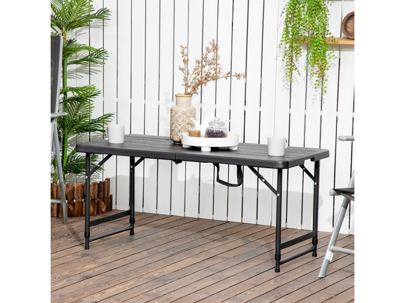  Table de jardin rectangulaire pliable camping pour 4 personnes hauteur réglable 118 x 60 x 74 cm  - Conforama D