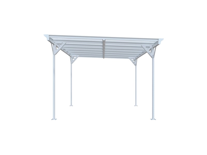  Carport aluminium. Polycarbonate et acier inoxydable 15m² blanc - 1 voiture max. - le born  - Conforama B