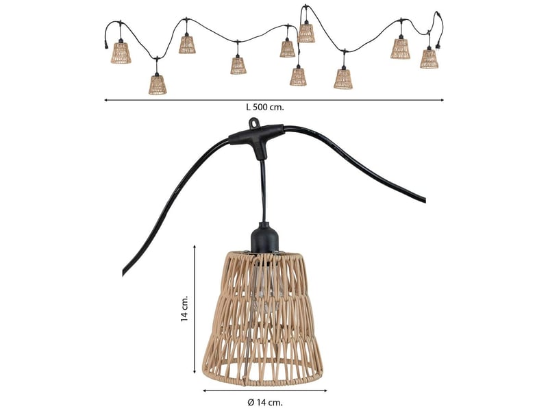  Guirlande de 10 lumières en plastique beige avec ampoule 500x14x14 cm (h)  - Conforama C