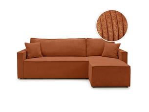Canapé d'angle réversible convertible LOUNGITUDE FARAH 4 places Velours côtelé Terracotta