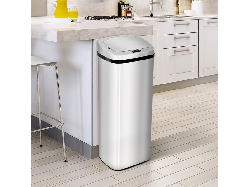  Poubelle automatique 33x25x84 cm capteur métal argenté  - Conforama B
