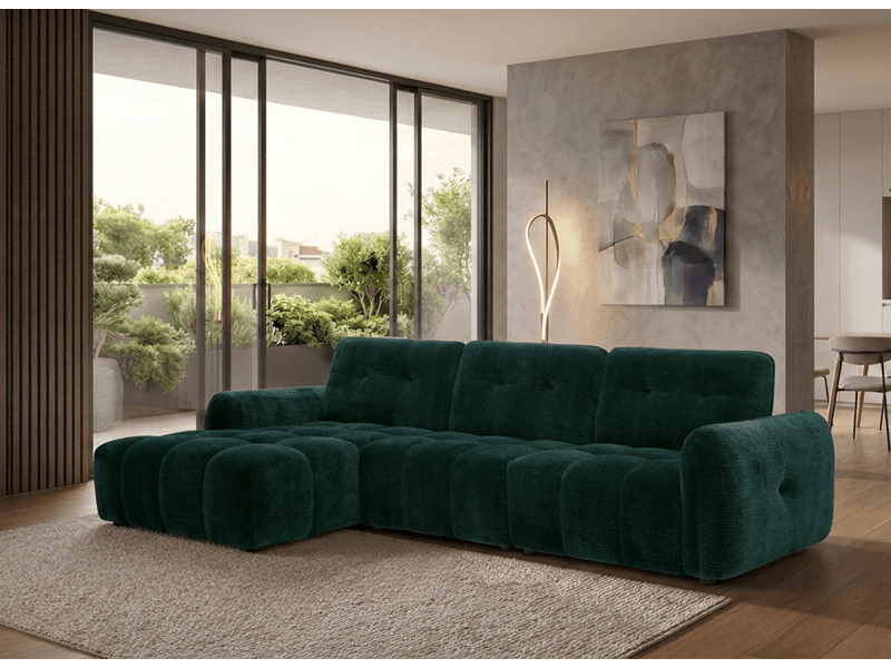  Canapé d'angle en velours tissé vert sapin avec dossier réglable adonis - angle gauche KF8618-M2-VERSAP - Conforama B
