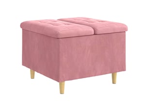 Ottoman, repose pied salon avec rangement rose 60x60x45 cm velours