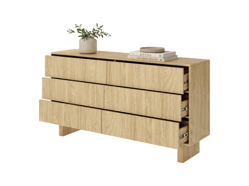  Buffet hasimi, commode 6 tiroirs, 154x38x83h cm chêne marron Hasimi - Conforama A