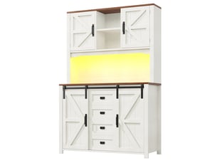 Buffet cuisine blanc 115x40x175 cm, meuble rangement avec portes coulissantes et étagères réglables pour salle à manger