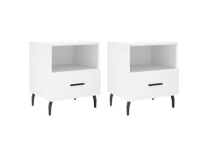 Lot de 2 tables de chevet - cabinet de chevet - table de nuit blanc 40x35x47,5 cm bois d’ingénierie