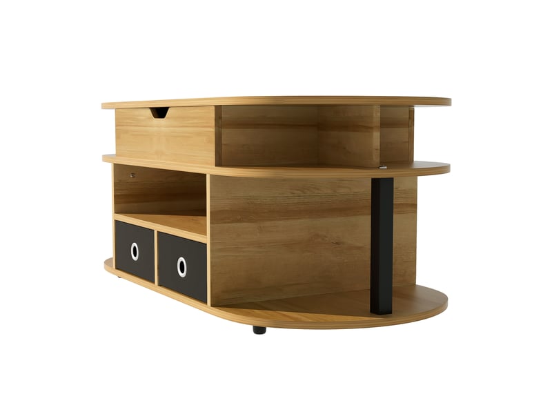  Table basse 105x50 cm à plateau relevable en panneau de particules bois et noir  - Conforama D
