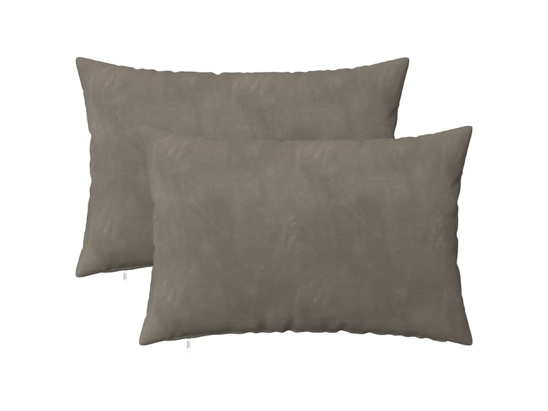  Lot de 2 coussins avec oreiller, coussins décoratifs heerlen gris clair velours cf50459  - Conforama A