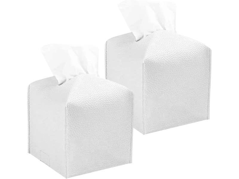  Boîte à mouchoirs carrée, boîte à mouchoirs moderne et imperméable en cuir pu avec bande inférieure, boîte à mouchoirs pliante décorative  - Conforama A
