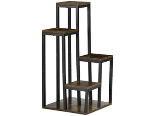 Étagère à plantes brune 4 niveaux, multifonction, 40x40x81 cm, intérieur, jardin et balcon