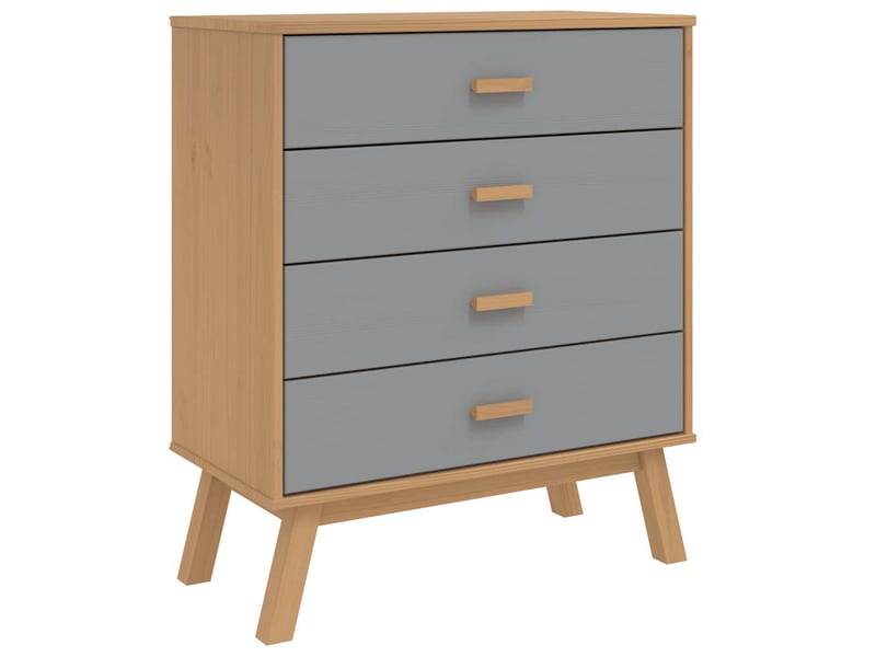  Armoire à tiroirs, commode olden gris et marron bois de pin solide shl89599  - Conforama A