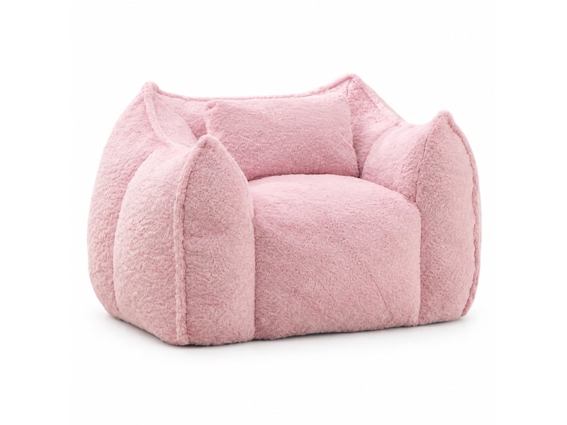  Giant bean bag chair with pillow, comfy large bean bag chairs for adults and kids, faux fur floor sofa for living room bedroom apartment, pink  - Conforama A