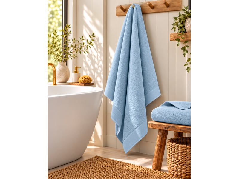 Drap de bain softy 100 x 150 cm éponge zero twist 100% coton peigné 600 gm² azur CP-DDBAINSOFTY-AZUR - Conforama A