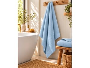 Drap de bain softy 100 x 150 cm éponge zero twist 100% coton peigné 600 gm² azur