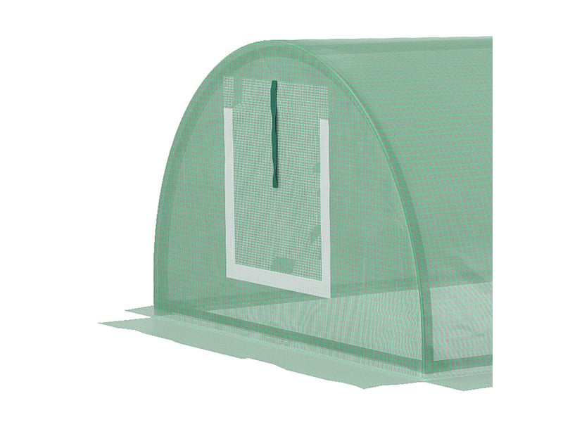 Mini serre tunnel de jardin 300 x 80 x 45 cm – verte – 4 fenêtres en maille enroulables et bâche pe anti-uv - Conforama E