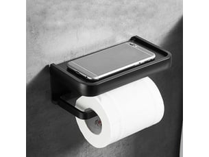 1pc porte papier toilette mural support papier rouleau aluminium derouleur papier wc avec étagère de rangement noir