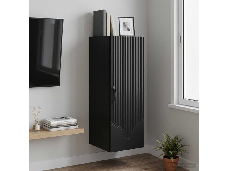  Armoire murale salon, meuble de rangement 33 x 34,5 x 90 cm bois d'ingénierie noir shl9267  - Conforama B