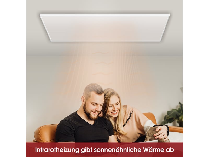  Panneau chauffant électrique de plafond en aluminium blanc 122 × 62 cm, fil nicr, protection anti-surchauffe  - Conforama D