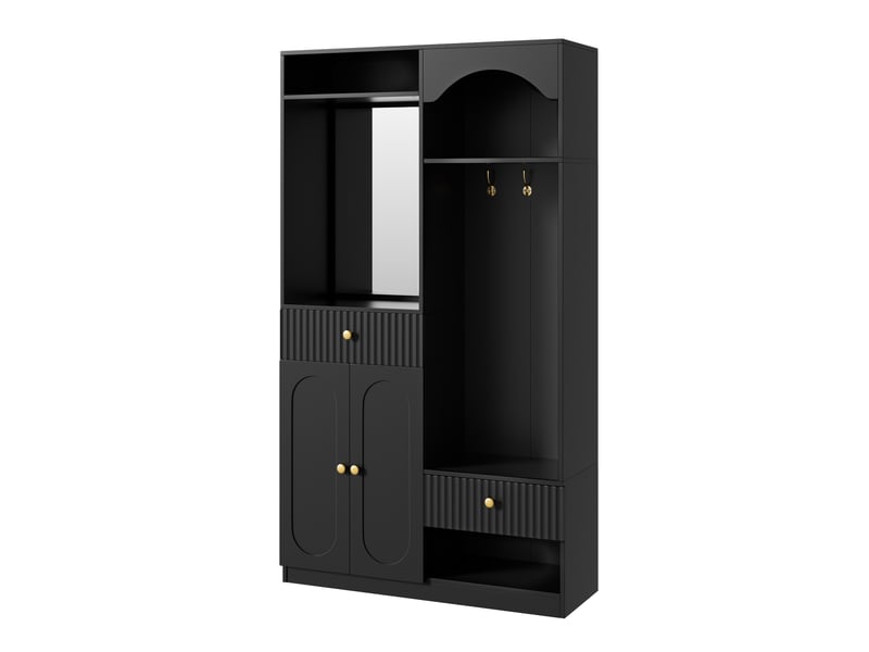  Portemanteau avec banc et rangement 100 x 180 cm en mdf noir  - Conforama R