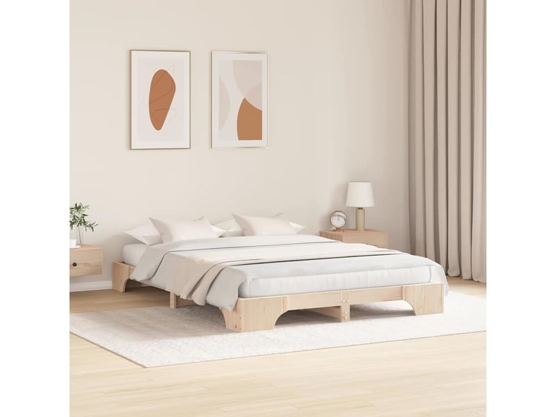  Lit double- lit adulte -  cadre de lit naturel 150 x 200 cm pin massif  - Conforama B