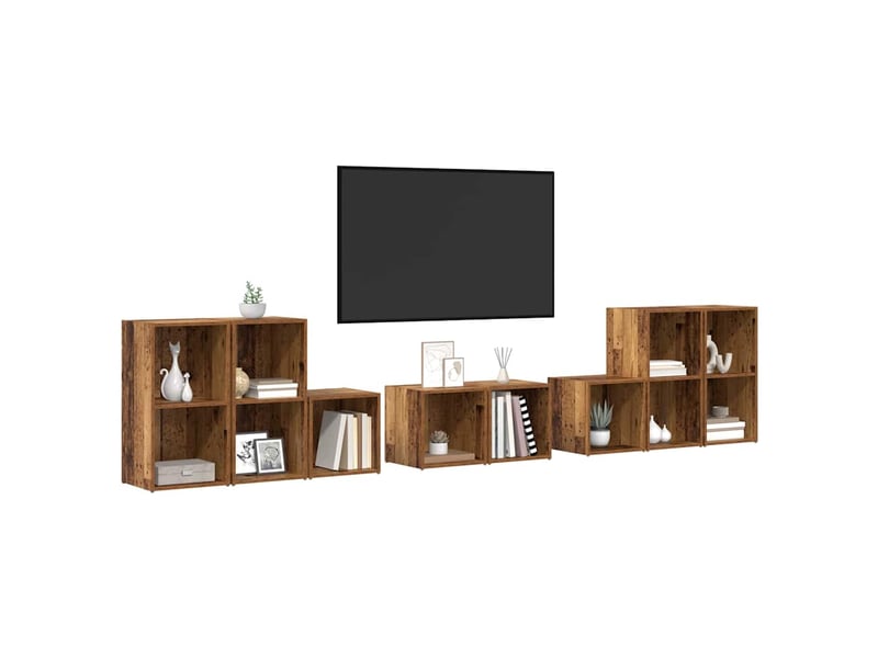  Ensemble de meubles tv - banc tv - meuble de rangement 8 pcs bois ancien bois d'ingénierie  - Conforama C