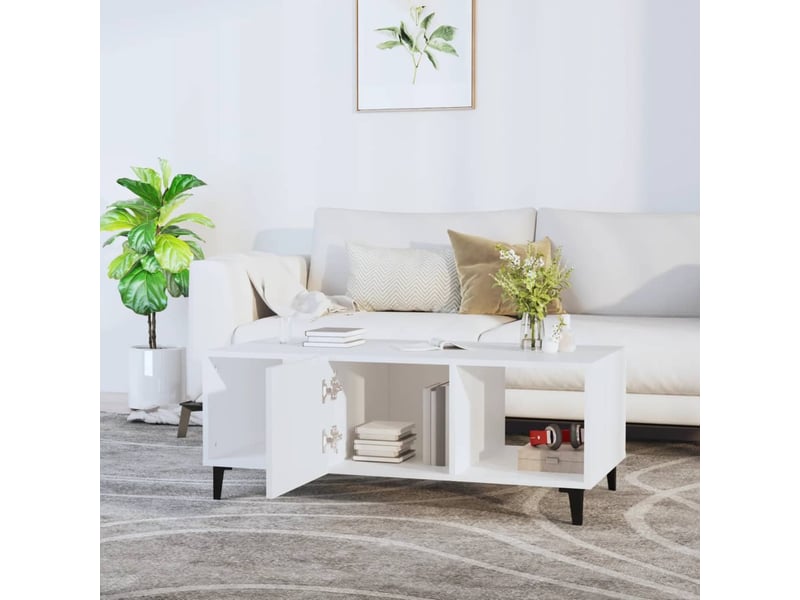  Table basse rectangulaire | table de salon blanc 102x50x40 cm bois d'ingénierie shl6885  - Conforama C