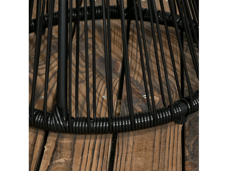  Table d'appoint de jardin ronde 40x40x42 cm noire en résine tressée, plateau en verre trempé de 5 mm  - Conforama E
