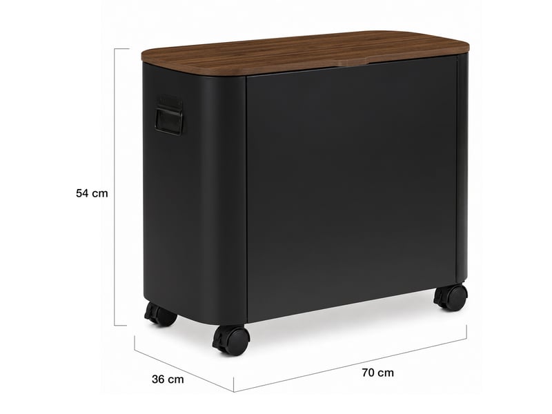  Coffre de cheminée multi-usages sac à granulés ou bûches avec couvercle effet noyer et roulettes métal noir  - Conforama E