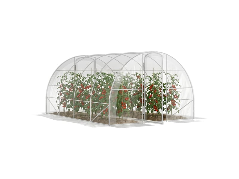  Serre de jardin tunnel 4 x 3 x 2 m 12 m² avec 2 portes à charnières bâche en pe 150 gm² pour légumes plantes fleurs  - Conforama A