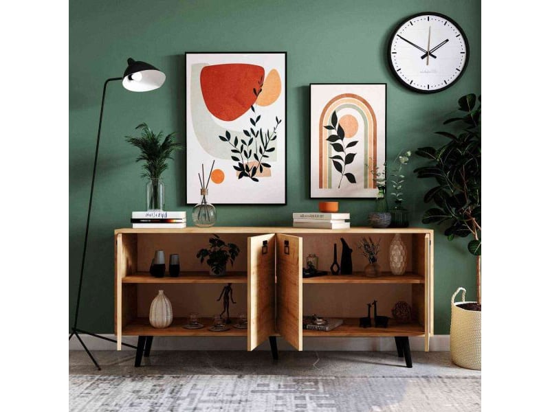  Buffet 4 portes en aggloméré mirza modern chêne  - Conforama C