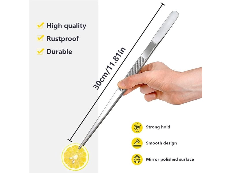  Pincette de cuisine en acier inoxydable, 30 cm pince de chef, outil de cuisine pour griller et cuire, longue pince à épiler droite No Commercial reference - Conforama B