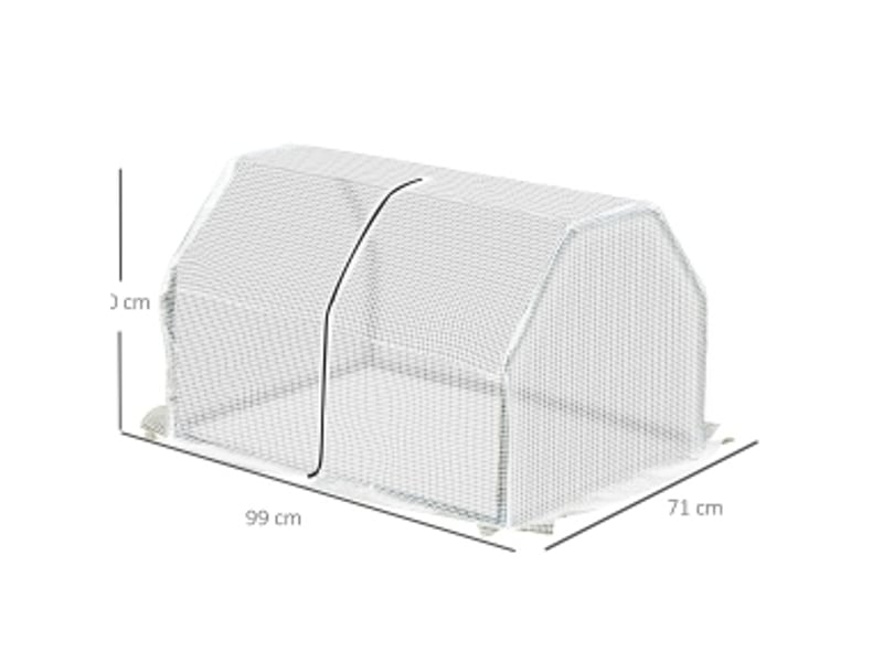  Serre de jardin miniature en acier blanc avec bâche plastique uv résistante, 99 x 71 x 60 cm pour balcon  - Conforama C