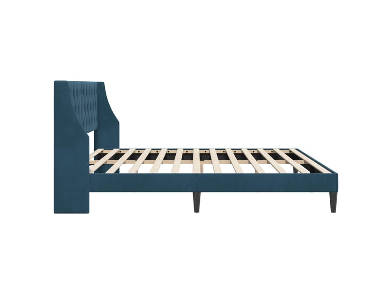  Lit double- lit adulte -  cadre de lit avec tête de lit bleu 200 x 200 cm velours  - Conforama D