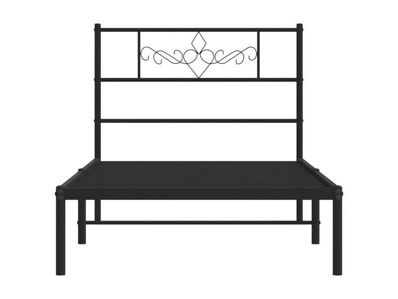 Lit simple- lit adulte -  cadre de lit métal sans matelas avec tête de lit noir 90x200 cm  - Conforama D