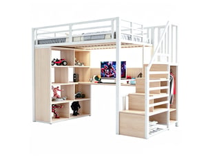 Lit mezzanine 90x200 cm <strong>BEAOK</strong>  <strong></strong> coloris blanc