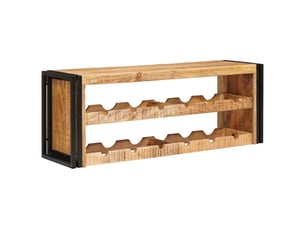 Étagère à vin, casier à bouteilles mural 100 x 45 x 33 cm bois de mangue brut solide cf41292