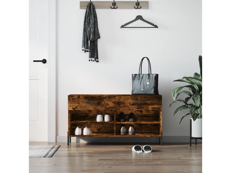  Banc à chaussures, meuble à chaussures chêne fumé 102x35x55 cm bois d'ingénierie shl6573  - Conforama B