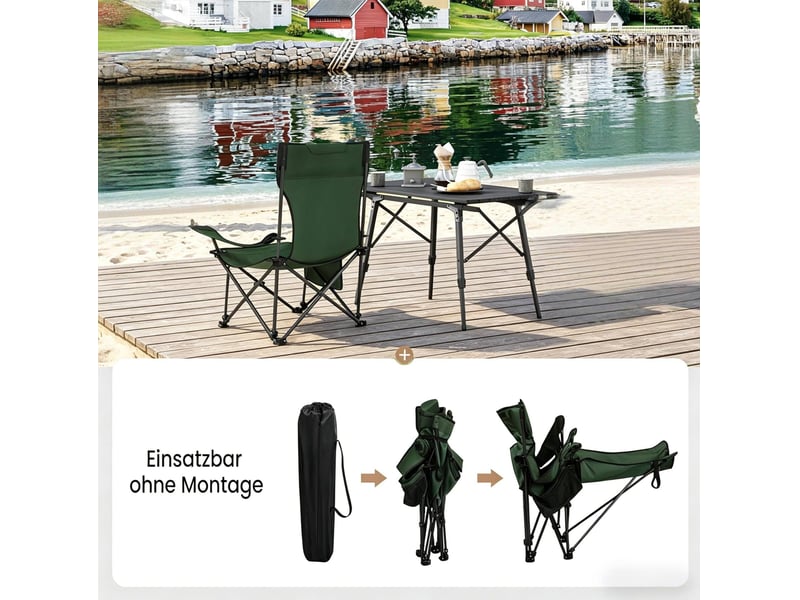 Fauteuil de camping pliant 115 x 84 x 88,5 cm - vert - dossier réglable et repose-pieds extensible - Conforama E