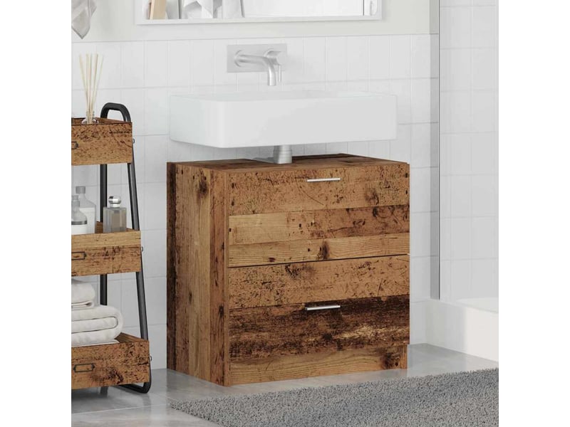 Cabinet de salle de bain, armoire salle de bain bois ancien 59 x 37 x 59 cm cf65263 - Conforama D