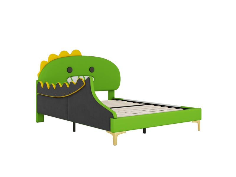  Lit enfant 140x200 cm forme dinosaure en pu vert  - Conforama R