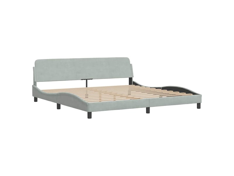 Lit double- lit adulte - cadre de lit sans matelas hanko gris clair 200x200 cm velours - Conforama C