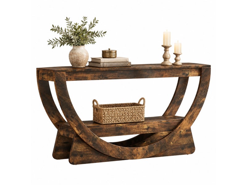  Meuble tv 160 x 30 x 80,5 cm en mdf avec étagères ouvertes marron rustique chicfurn  - Conforama A