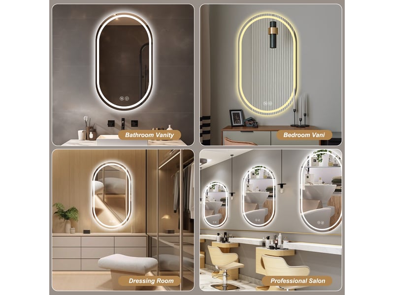  Miroir led ovale pour salle de bain 60 x 90 cm avec commande tactile  - Conforama E