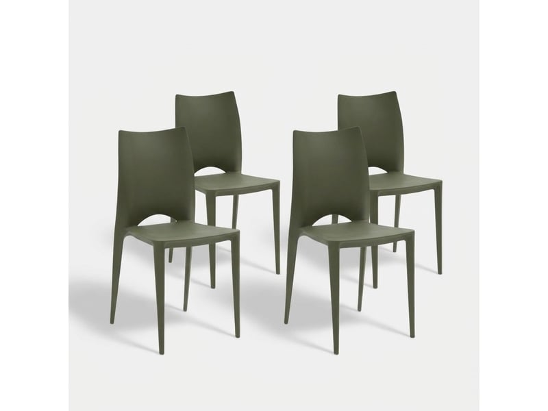 Lot de 4 chaises empilables en polypropylène lione - vert foncé - Conforama A